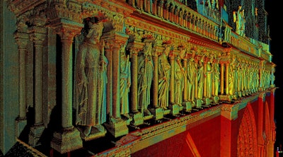 Exceptionally accurate 3D images, like these statues in the front façade of Notre Dame, can be captured to help future craftsmen recreate the artwork should it ever become damaged or destroyed.