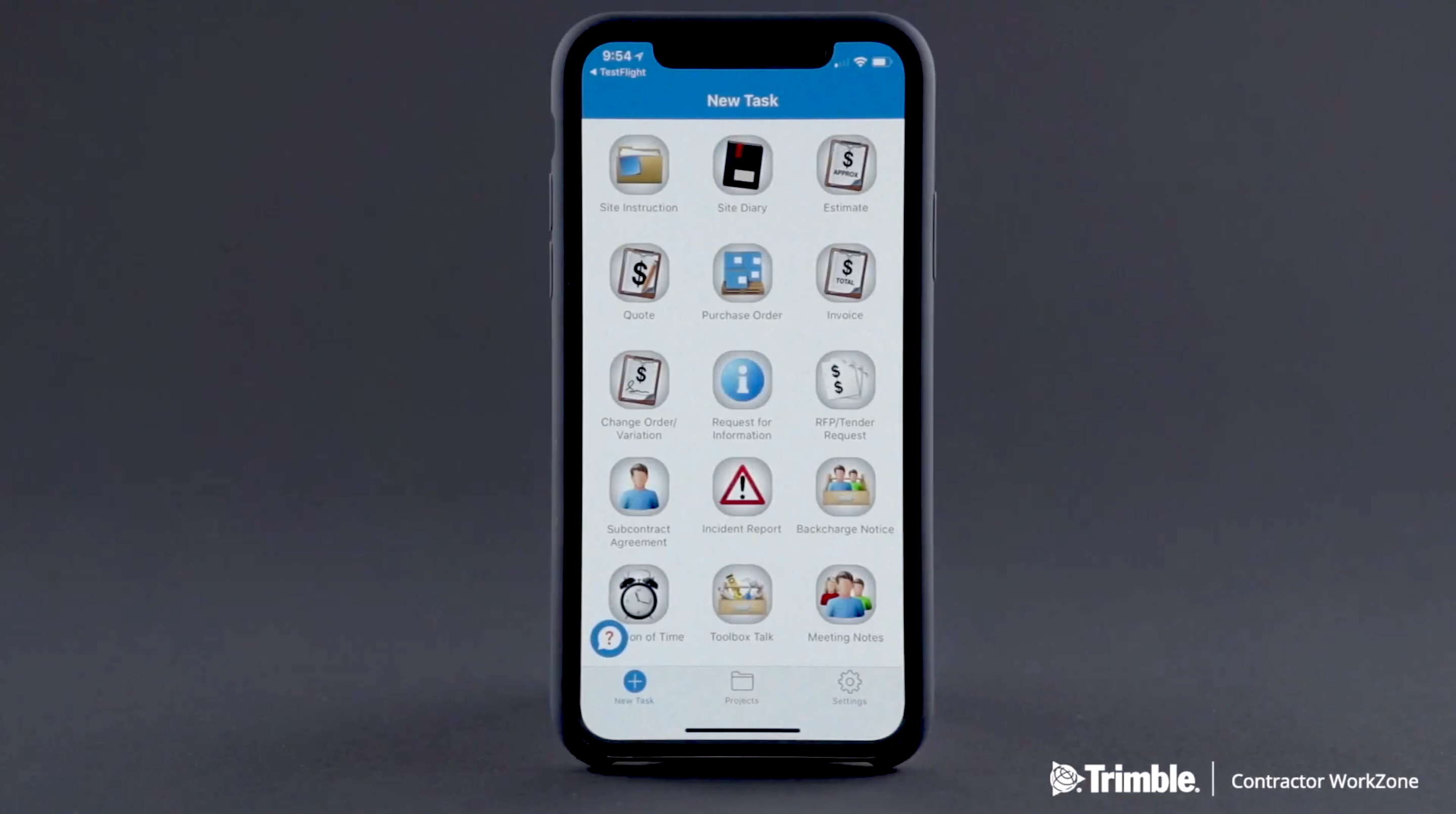 Trimble Contractor WorkZone app