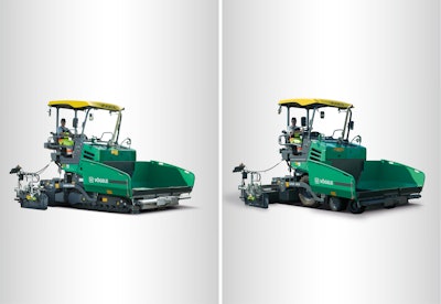 Vögele’s new Classic line, the Super 1000(i) left tracked paver and its wheeled counterpart the Super 1003(i).