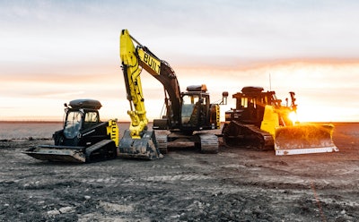 All three of Built’s autonomous machines, the CTL, excavator and dozer.