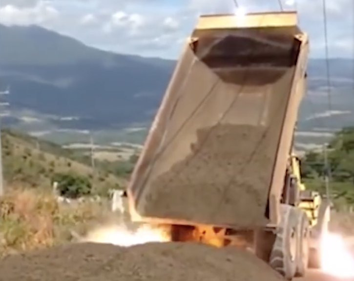 dump truck power lines