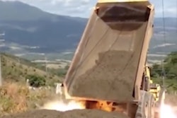 dump truck power lines