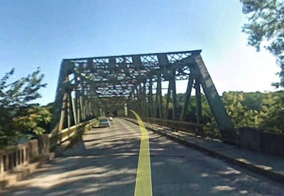 Google Earth screen shot of General Pierce Bridge in Greenfield, Mass.