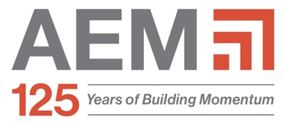 Association of Equipment Manufacturers 125 Years of Building Momentum logo