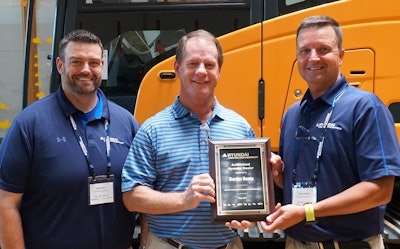From left, Chad Parker Sr., product specialist; Rick Cloninger, Border Rents branch manager; Shaun Galligan, Hyundai Construction Equipment Americas district manager-southeast.