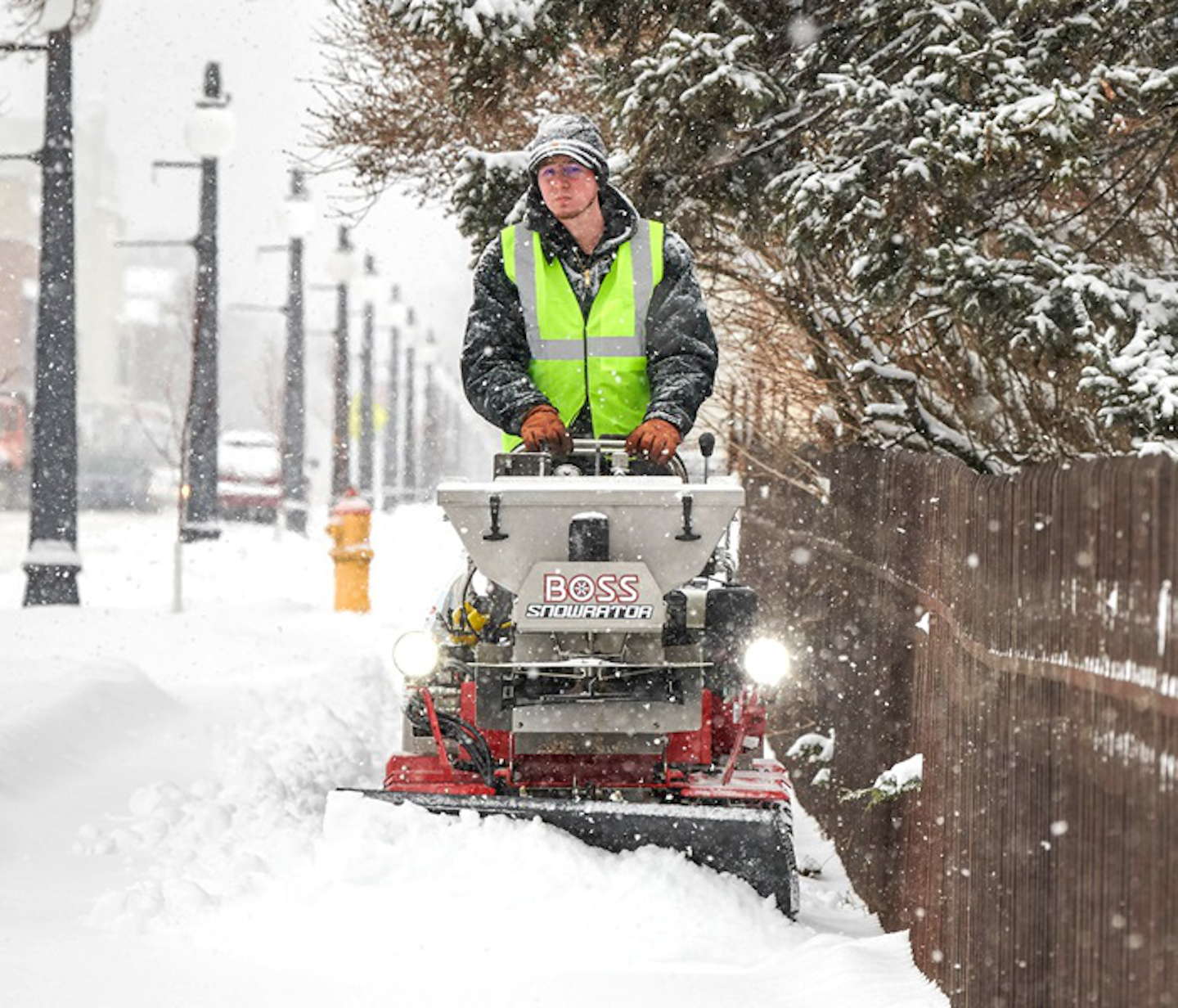 Ditch the shovels with Boss’ redesigned standon Snowrator sidewalk snowplow, deicer