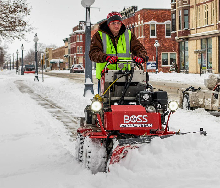Ditch the shovels with Boss’ redesigned stand-on Snowrator sidewalk ...