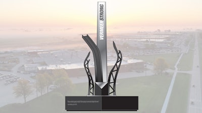 A rendering of a monument planned on the Vermeer Mile to commemorate the company’s team effort to rebuild.