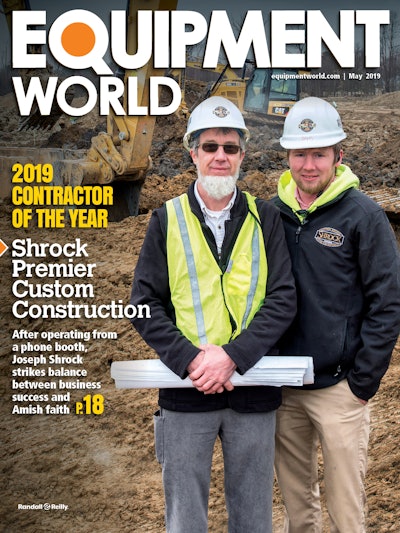 Equipment World’s May 2019 cover featuring Shrock Premier Custom Construction, this year’s Contractor of the Year.