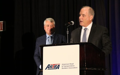 New ARTBA Chairman Steve McGough, right, and outgoing chairman Bob Alger. Photo: ARTBA