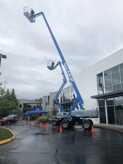 Genie’s S-65 HF and Z-45 HF, left