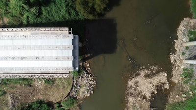 A drone’s view of the unfinished N.C. 42 bridge. Photo: NCDOT.