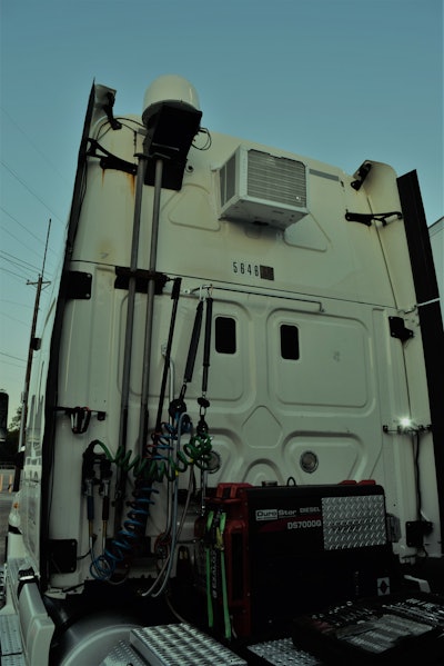 This view from the rear of the truck shows the positioning of the A/C high above the deck.