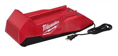 The Milwaukee Hand Held charger will recharge one battery.