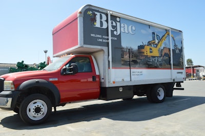 As part of its marketing process, many of Bejac’s trucks showcase the company’s brands with high-visibility wraps.