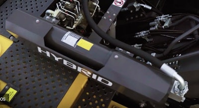 Close-up of the Volvo EC300E Hybrid accumulator.