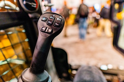 The new Case B-Series left joystick with electro-hydraulic control. Photo: Wayne Grayson