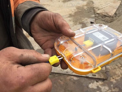 A thermocouple wire is plugged into the reusable Maturix sensor to transmit data to the cloud.