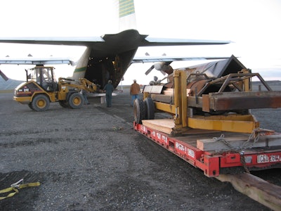 When barges aren’t fast enough, Drake Construction will haul whole machines up north in the belly of a C-130 cargo plane.