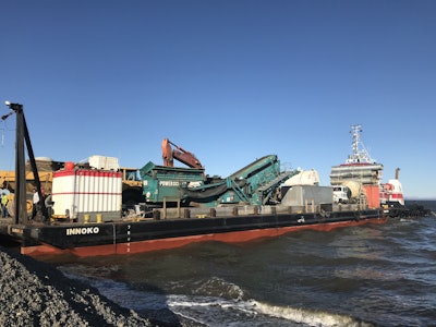Everything you need for a pit and quarry operation in northern Alaska, delivered on a shallow draft barge.