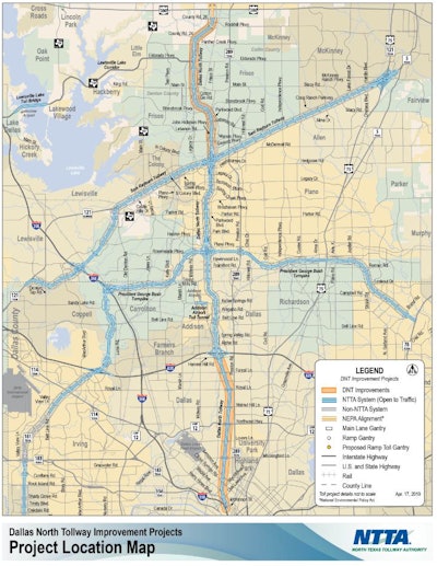 Dallas N Tollway Improvements Map 04 17 17