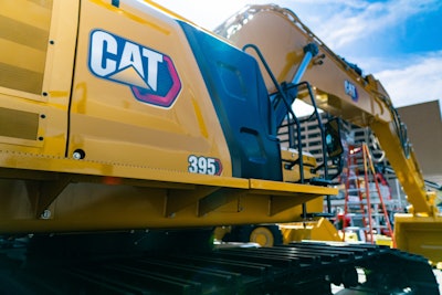 Cat’s new 395 excavator on display at ConExpo 2020.