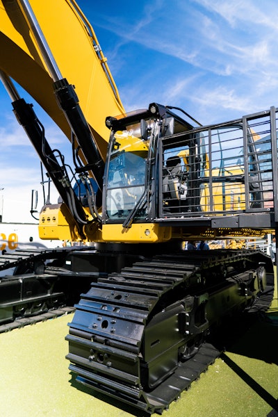 Cat’s new 395 excavator on display at ConExpo 2020.