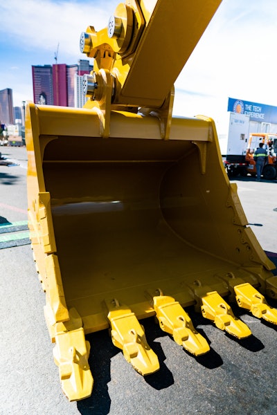 Cat’s new 395 excavator on display at ConExpo 2020.