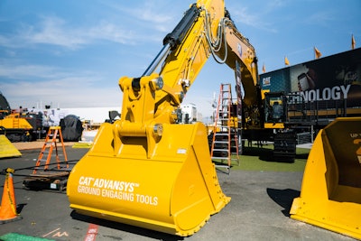 Cat’s new 395 excavator on display at ConExpo 2020.