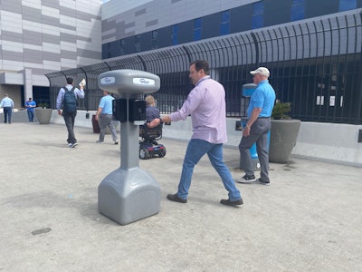 Hand sanitizers in use at ConExpo 2020.