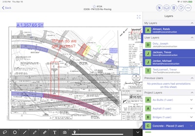 With the Plans module, two people can collaborate in real time and remotely on changes to construction drawings without having to handle the same paper or come so close that they might transmit the Covid-19 virus.