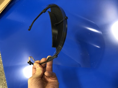 Dana designed and 3D printed face shield.