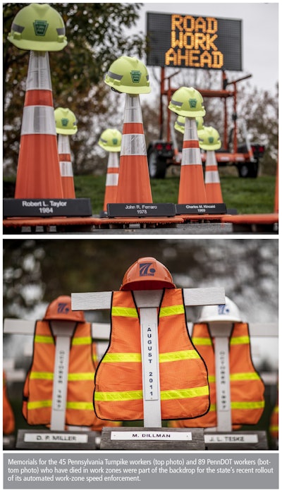 Memorials for Pennsylvania road workers who have died in work zones