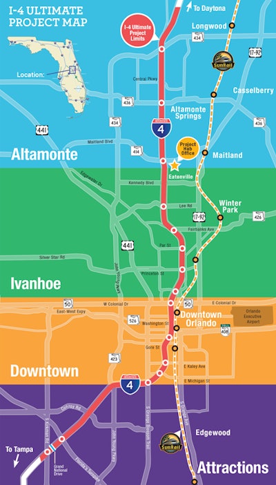 I-4 Ultimate Project map. Credit: FDOT
