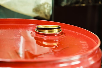 top of a red oil drum