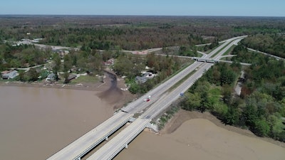 Flooding damages and closes U.S. 10 bridges. Credit: MDOT