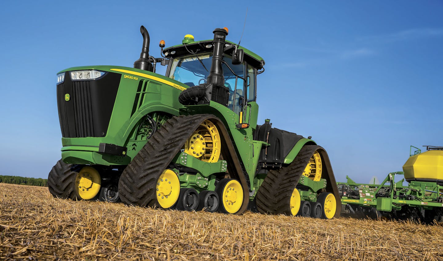 John Deere offers four models of four-track tractors as part of its 9RX series.