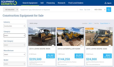 Equipment Experts is designed to offer a one-stop-shop for used equipment buyers.