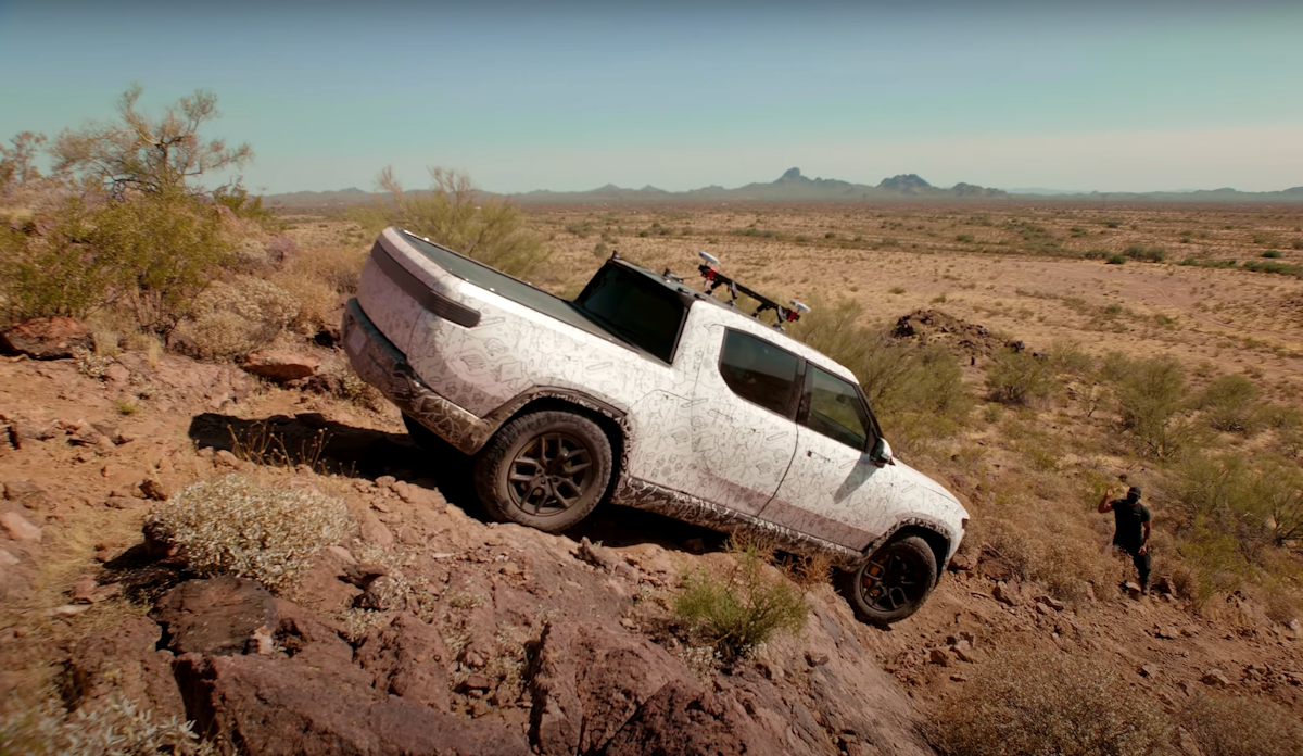 Rivian’s R1T electric pickup shreds, climbs through Arizona desert in