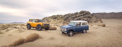 Pre-production 2021 Bronco two-door SUV takes its rugged off-road design cues from the first-generation Bronco, the iconic 4×4 that inspired generations of fans.