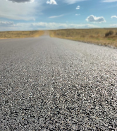 Mountain Construction paved this section of County Road 7 in Big Horn County, Wyoming, this spring with Oxclaw textured screed plates and Bullox attachment system.