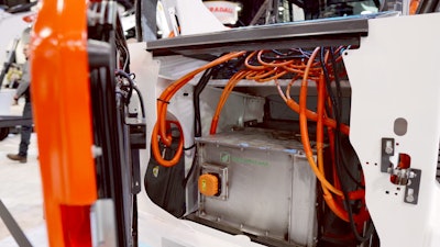 Green Machine’s battery retrofit on the T76e prototype leaves a lot of unused space in what used to be an engine compartment.