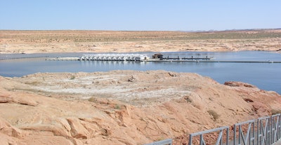 Antelope Point Marina in Glen Canyon National Recreation Area on Lake Powell in Utah in 2010. The Antelope Point breakwater was damaged by high winds in May. Photo credit: National Park Service
