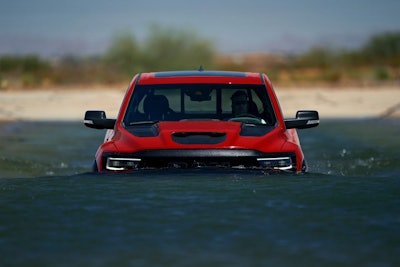 The 1500 TRX has water fording capability of up to 32 inches.