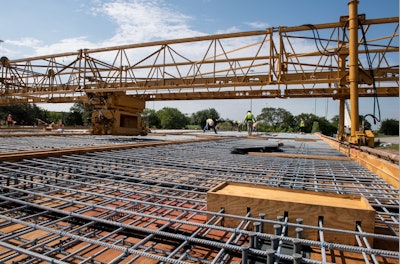 Crews build prefabricated segments of replacement bridges for I-635 near Dallas for the state’s first ABC project. Photo credit: Texas Department of Transportation