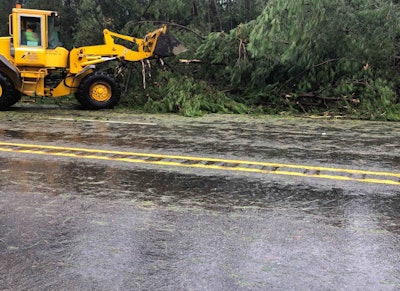 TxDOT-Beaumont crews clear SH87 in Newton County after Hurricane Laura. Photo credit: TxDOT-Beaumont