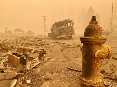 Burned out truck on OR 22. Photo credit: Oregon DOT