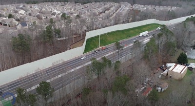 A view of the recently widened I-85 north of Atlanta and its noise barriers. Credit: GDOT