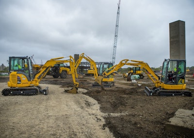Komatsu PC35 excavators break ground at new site of Komatsu Mining in Milwaukee.