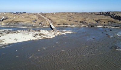 A view of the washed-out Highway 281 bridge in 2019. Photo credit: Nebraska DOT